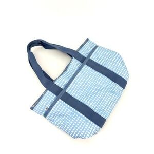 LeSportsac Painterly Weave Everyday Zip Tote Gingham Blue White